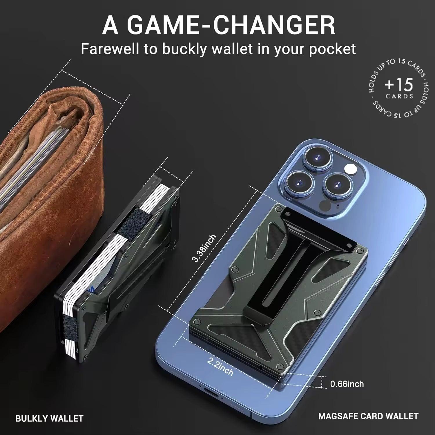 Porte-cartes MagSafe avec AirTag • Wallet & Stand Magnétique pour iPhone